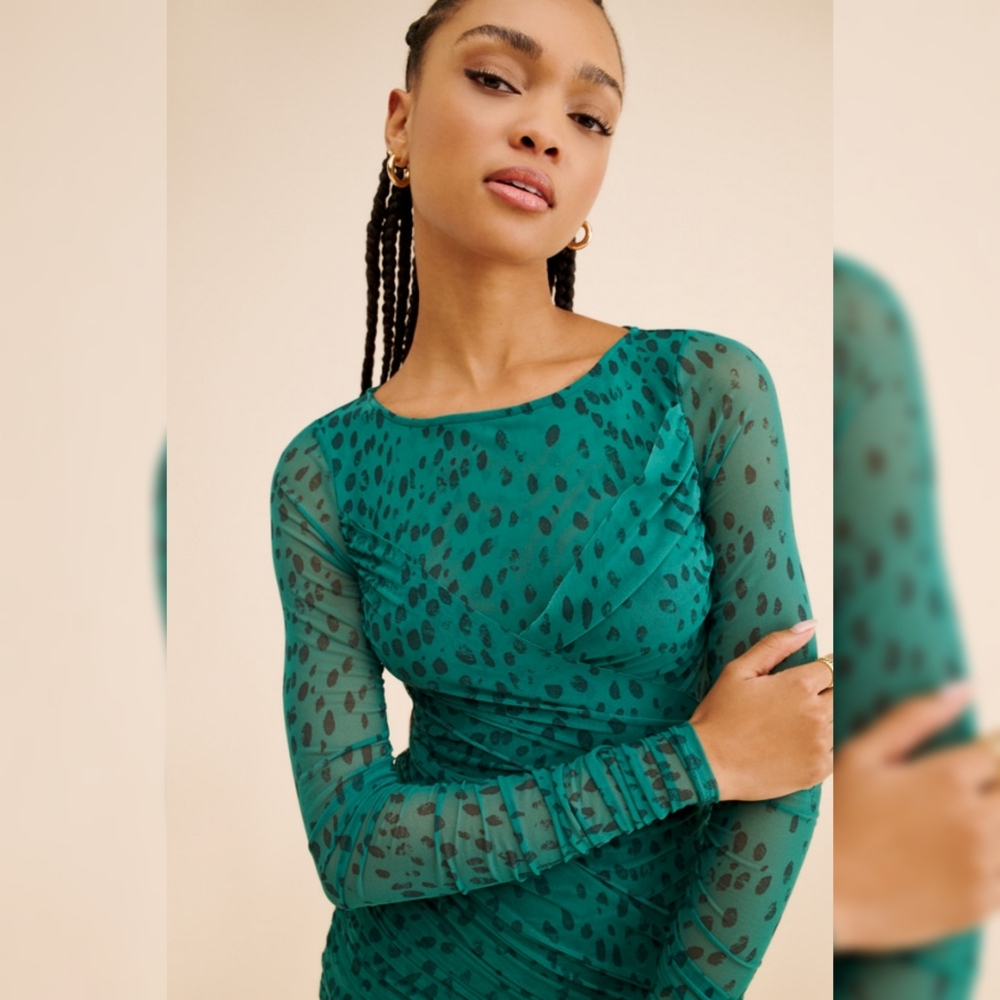 Free People Katana Mini Dress Alpine Combo Dark Green - Picture 3 of 15